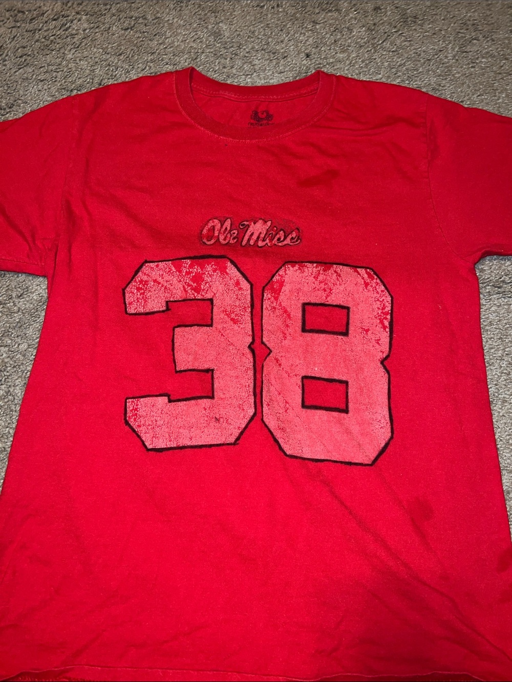 Fruit of the Loom Red Ole Miss '38' Short Sleeve Tee